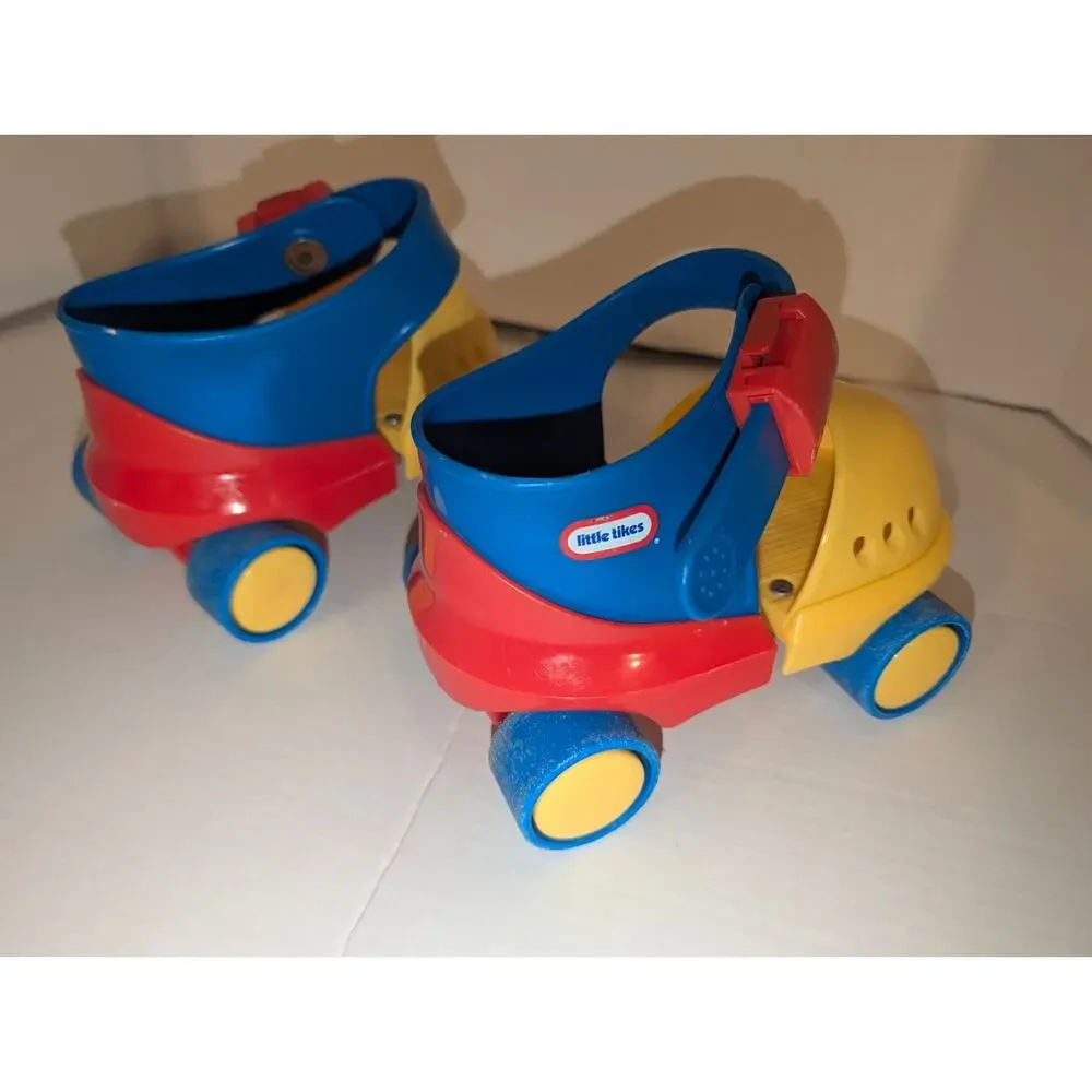 Vintage Little Tikes Adjustable Child Size Roller Skates Blue Red Yellow